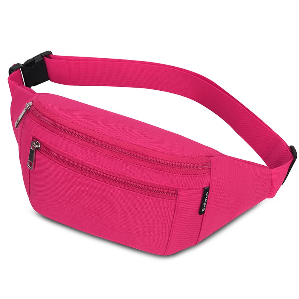 Bumbags Waist Fanny Packs for Men Women Fashion Bum Bag with Adjustable Belt for Sport Running Hiking Jogging Travel Cycling Walking Dog Boys Ladies (Rosered)