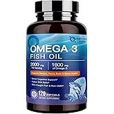 NATURE TARGET Omega 3 Fish Oil 1600mg, High-Purity Omega 3 EPA DHA with PS & CoQ10, Fish Oil Supplements for Heart Health, Brain Function & Memory, Advanced Absorption, Non-GMO, 120 Softgels