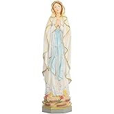 KOMI 12 Inch Our Lady of Lourdes Sculpture Statue for Home Altar Decor Catholic Resin Blessed Virgin Mary Statue Figure Religious Gifts