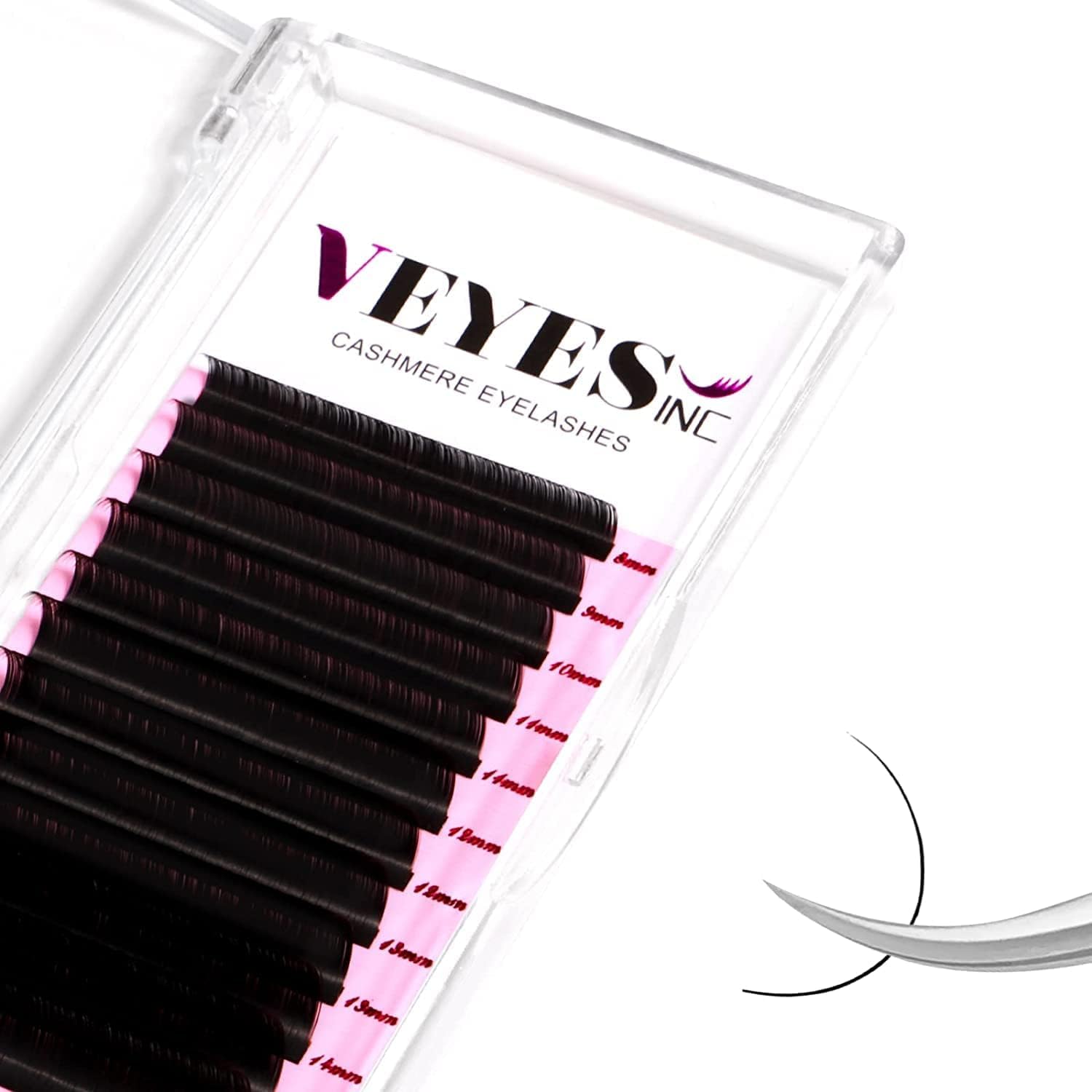 VEYES INC Cashmere Individual Lash Extensions 0.03-0.20 B/C/CC/D/J/M Curl 8-20mm Mixed & Single Length Trays, Matte Black, Professional Supplies for Lash Techs(0.18 CC 8-16mm) — image 1