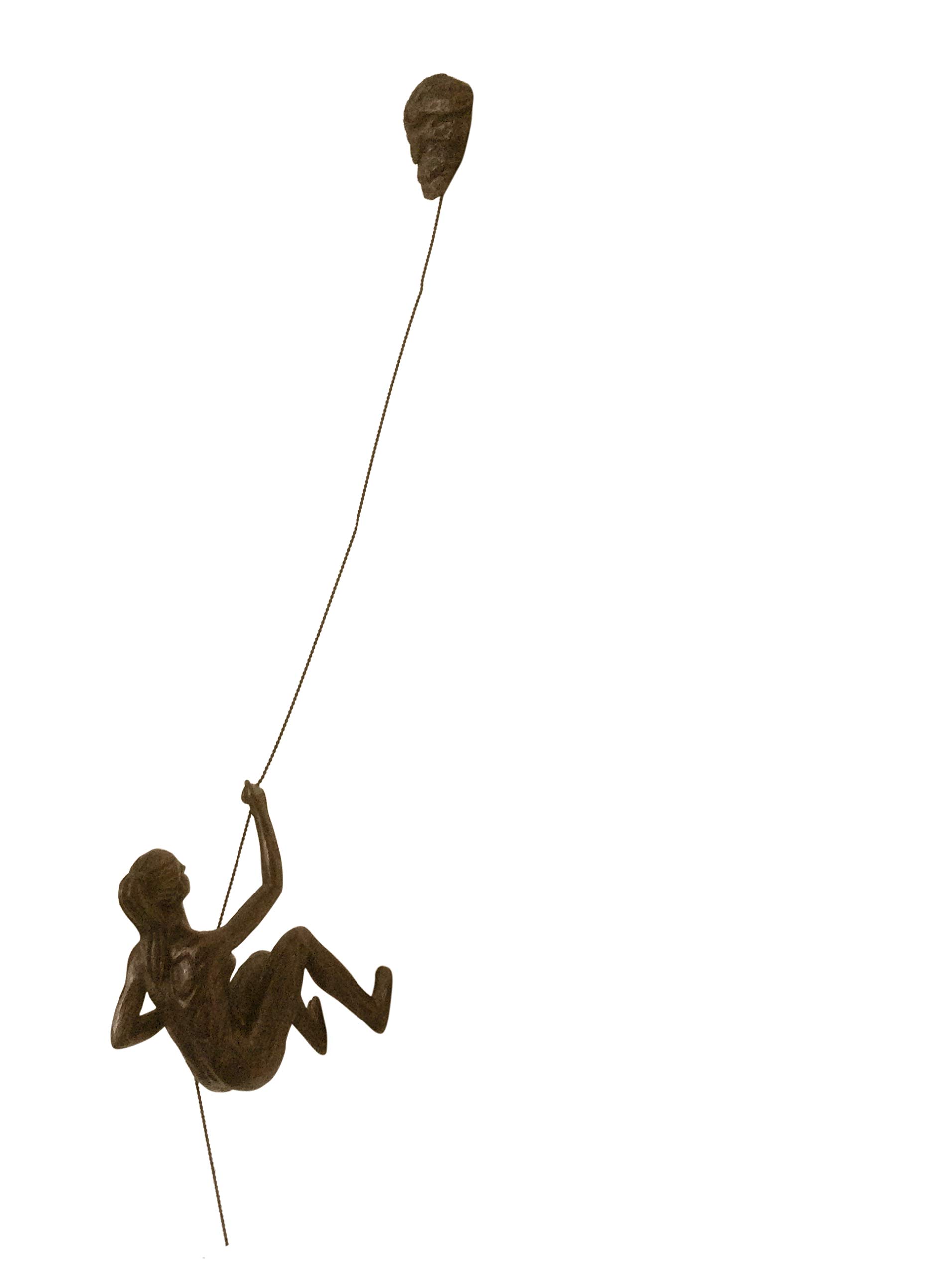 1x Bronze Female Climber with Rock Nail-Caps Climbing Lady Wall Hanging Climbing Woman Sculptures in Rock Climber Girl Ornament Outdoor & Indoor Decor Statue Abseiling Inspiring to go further