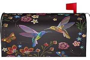 Gbuzozie Humming Bird and Tropical Flowers Mailbox Cover Magnetic Hummingbirds and Wild Florets Waterproof Mail Wraps Post Letter Box Covers for Outdoor Garden Use 25.5x21 in