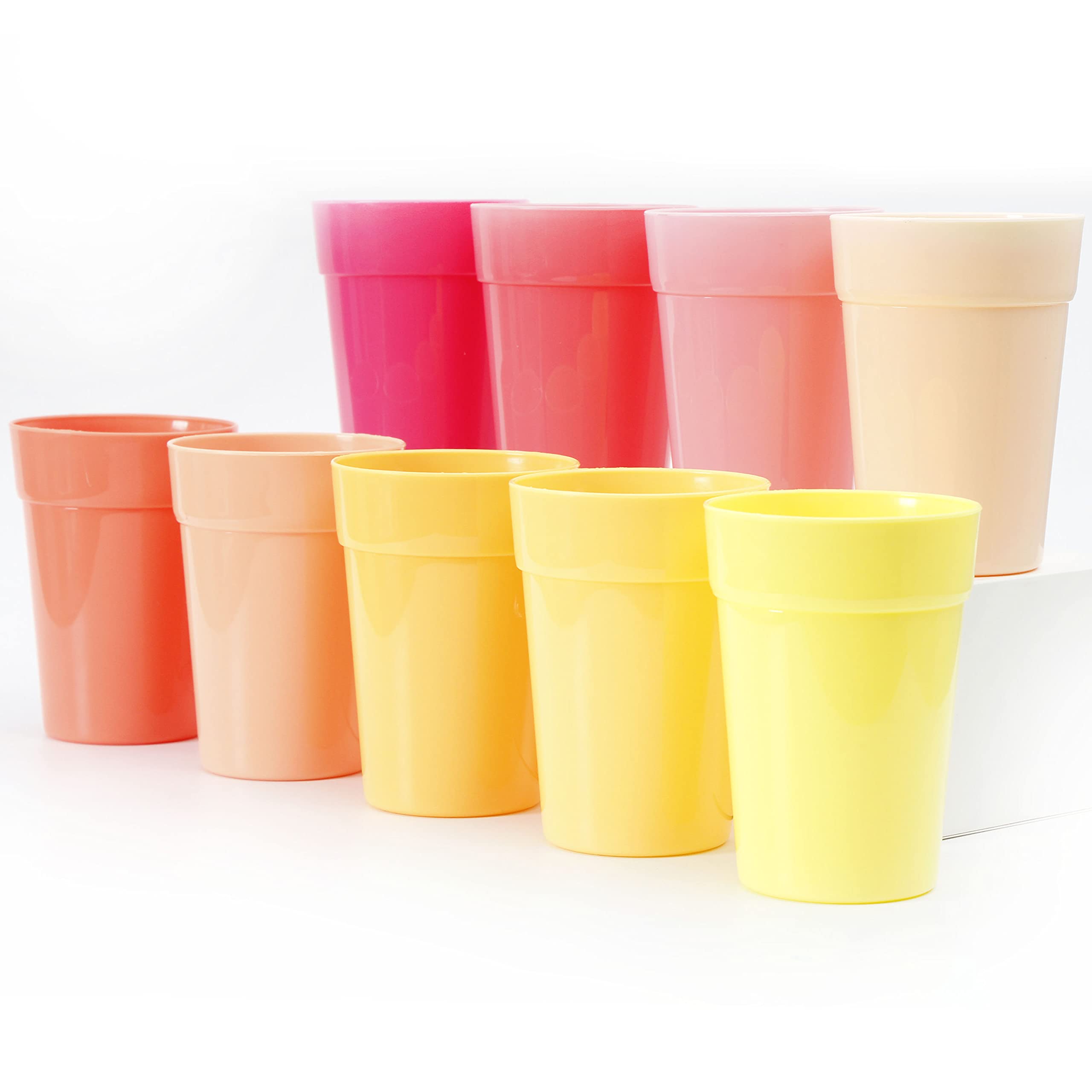 Youngever 18 Pack 350ML Plastic Kids Cups, Re-usable Kids Drinking Cups, Stackable Toddler Cups, Unbreakable Drinking Glasses, NO BPA, Top Rack Dishwasher Safe, Plastic Tumblers in 9 Pink Colors