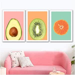 Arte de la pared de la lona Kiwi Aguacate Naranja Fruta Arte de la