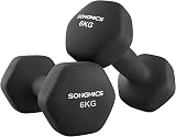 SONGMICS Set of 2 Dumbbells 6 kg Neoprene Hex Non-Rolling Ink Black SYL160B01