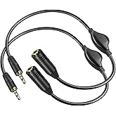 PChero Paquete de 2 cables de extensión de auriculares de 0.138 pulgadas con micrófono, macho a hembra, extensor de audio est