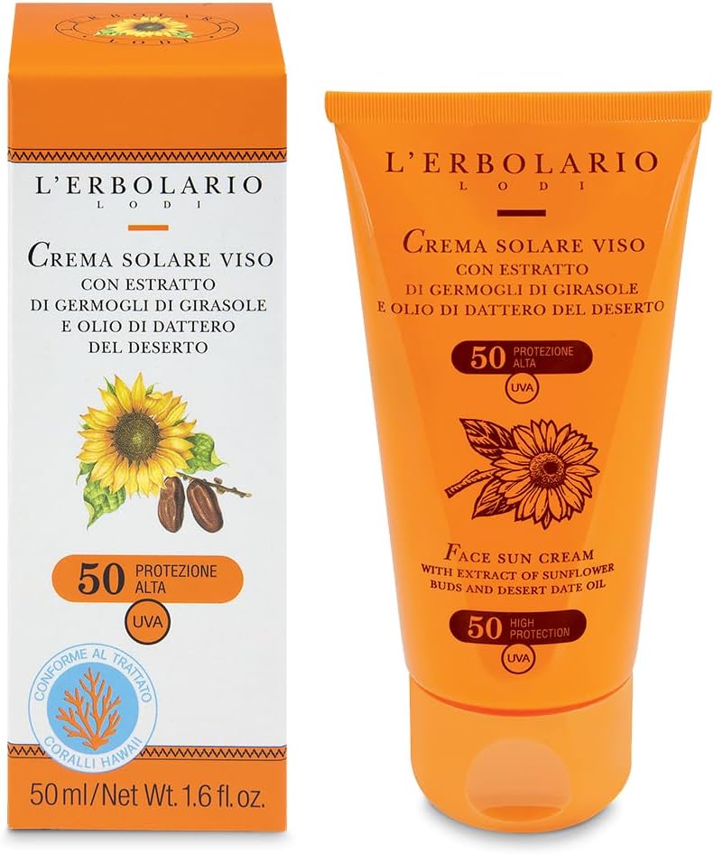 L'Erbolario Face Sun Cream SPF 50 50ml High Protection Nourishing Desert Date