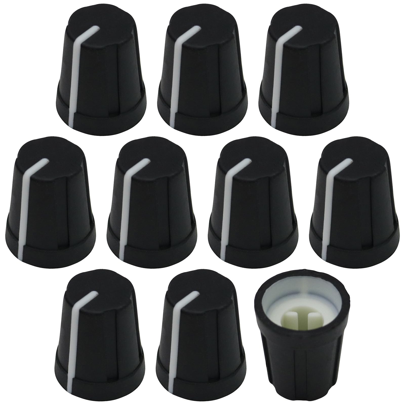 6mm D0 Hole Black Rubber Grip Control Knob For DJ MixerPack of 10