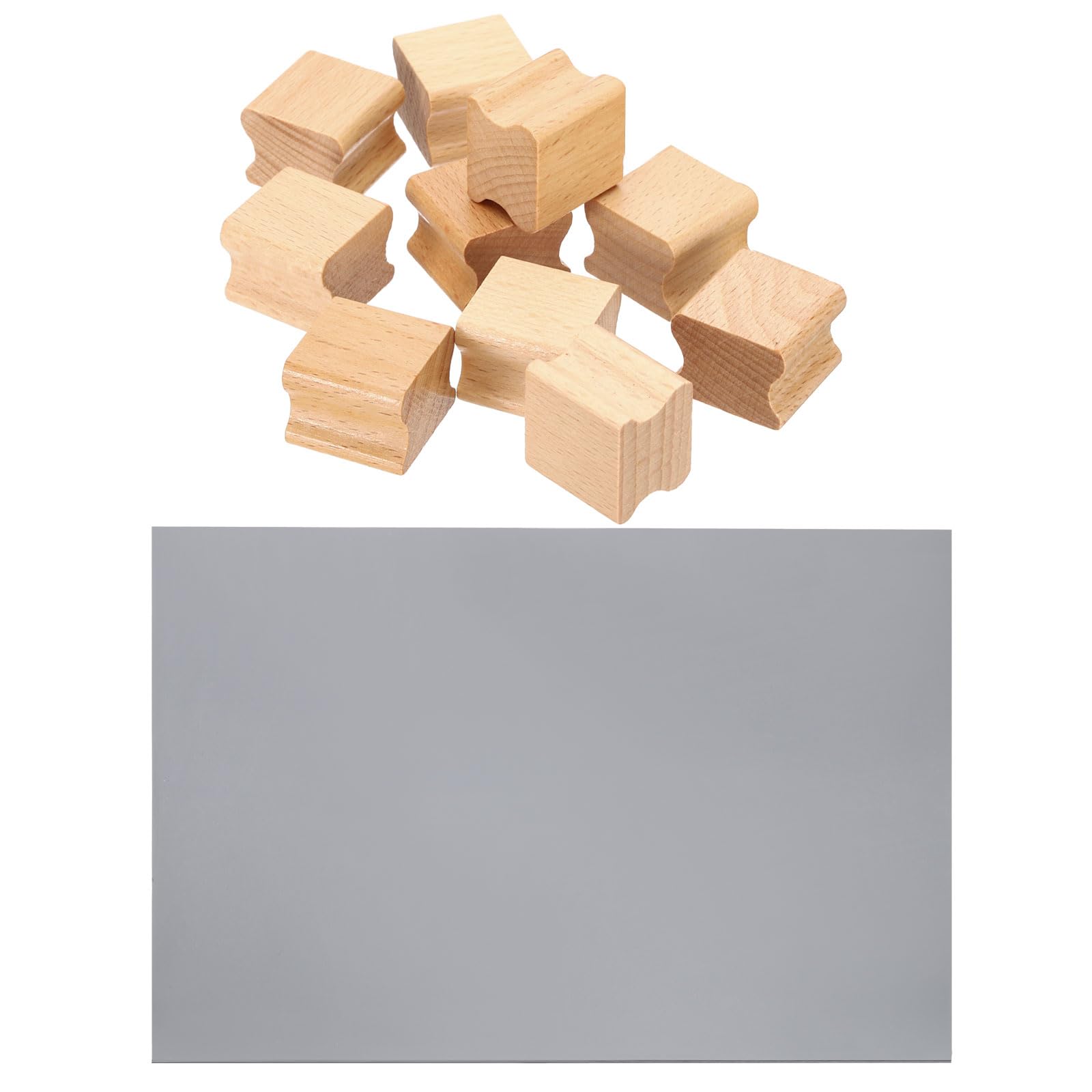 PATIKIL 25x25mm Blank Wood Rubber Stamp Mounts, 10 Pack Wooden Rubber Stamp Handle Hard Wooden Blocks with A4 Grey Rubber Stamp Sheet for Stamp Making DIY Crafting, Brown