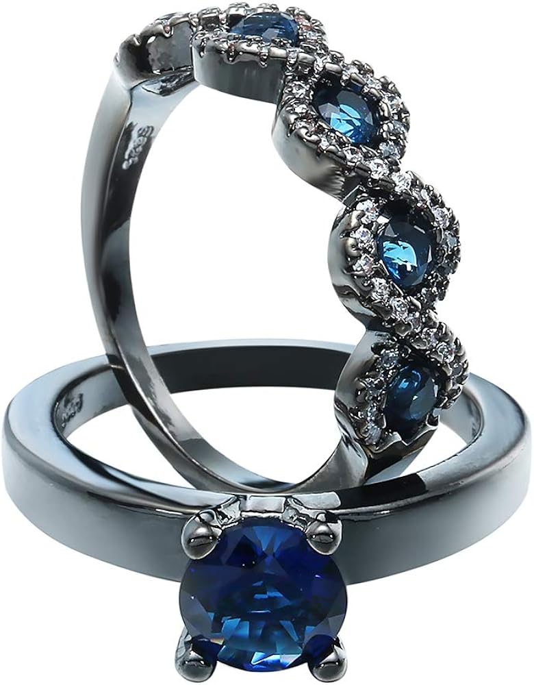 ComvIP Set of 2 Fantasy Ring Zirconia Stainless Steel Women's Ring