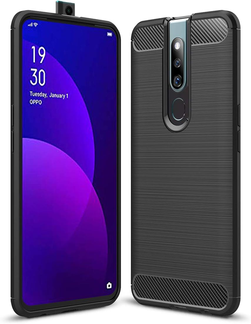 GarHold Oppo F11 Pro case,Silicone Shockproof Cover Durable Ultra Thin Carbon Fiber Soft Protection case for Oppo F11 Pro (Black)