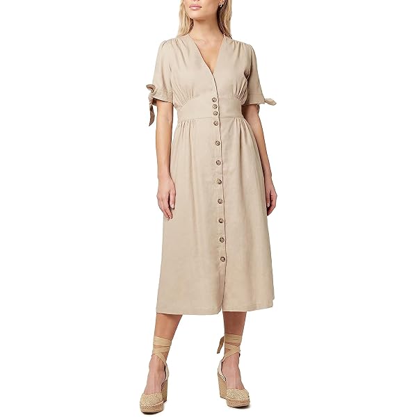 Lauren Ralph Lauren Womens Tie-Front Linen Shirtdress Explorer Sand 6 at  Amazon Women's Clothing store