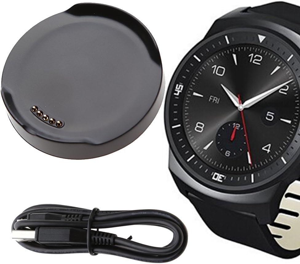LG G Watch R W110 Charger, LG G Watch R W110 Charging Cradle Dock, AnoKe Replacement Portable Charging Docking Station Cradle Holder Dock + USB Cable Cord For (LG G WATCH R-W110)