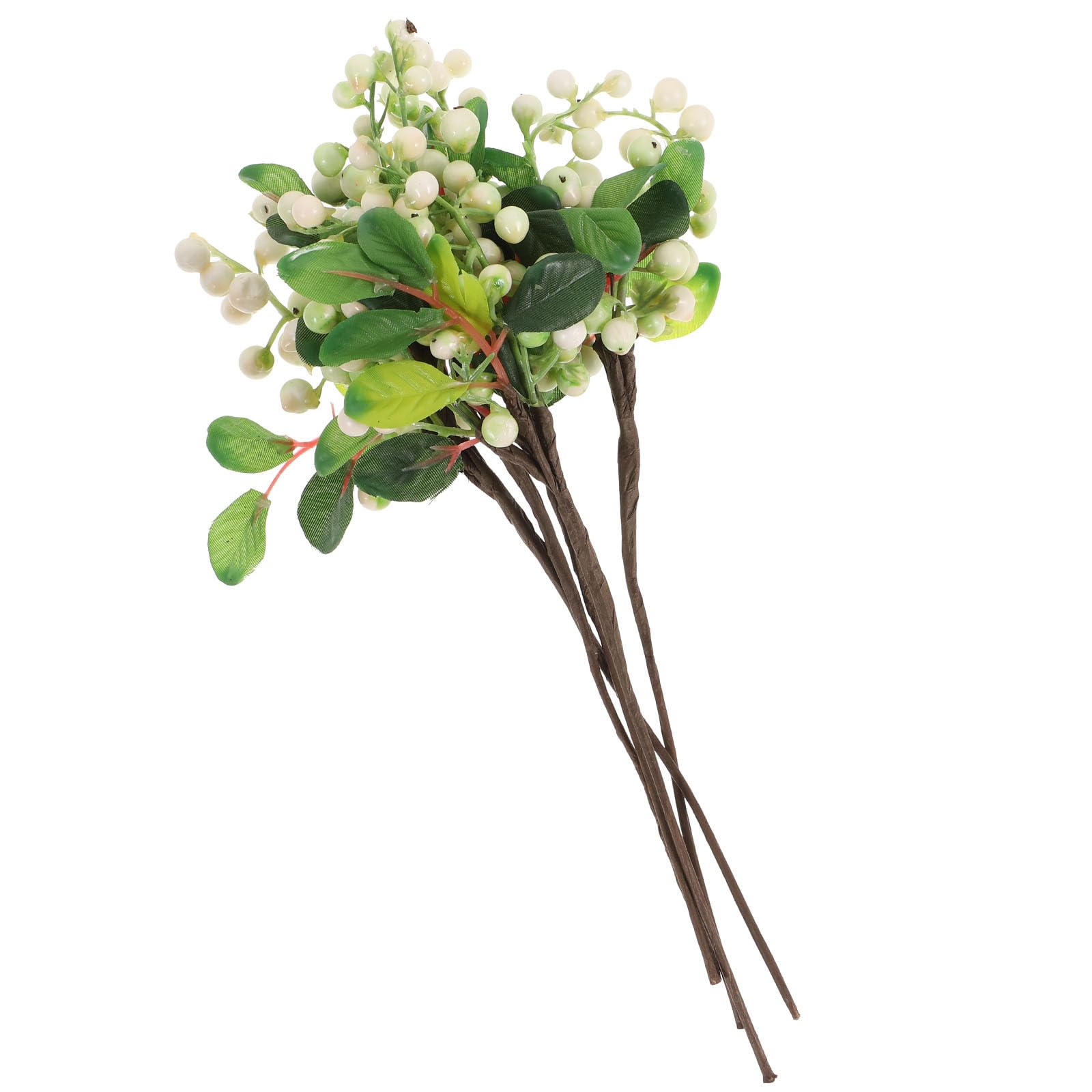 Healifty 5pcs Artificial Berry Stems Christmas Floral Sprays Xmas Berry Picks Fruit Picks for Christmas Holiday Floral Arrangement Table Decoration White