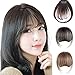 Remeehi Mini Air Flat Bangs/Fringe Hair Extensions Real Human Hair Hand Tied Bangs with Side Temples (Off Black)