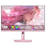 CUNPU 27 Inch Pastel Pink Gaming Monitor QHD