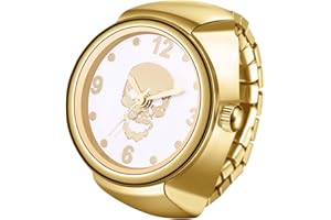 Lancardo Vintage Elastic Finger Watch: Round White Dial Quartz Movement Bling Gold Silver Tone Ring Watch for Women Christams