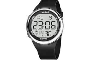 Hearkent 8 Alarms and Vibrating Watch Medication Reminder for Deaf or Senior-Friendly Big Number Digital 50m Waterproof Watch