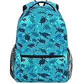 Qilmy Sea Turtle Laptop Backpack Waterproof College Students Bookbags Middle School Bookbag Computer Daypack for Teen Boys Girls
