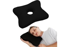 WURONSA Piercing Pillow | Memory Foam Ear Piercing Pillow for Side Sleepers, Pillow with an Ear Hole for Ear Pain Relief, Ear Guard Pillow, Ear Hole Pillow for Ear Piercings, Earplugs, and Headphones (Black)
