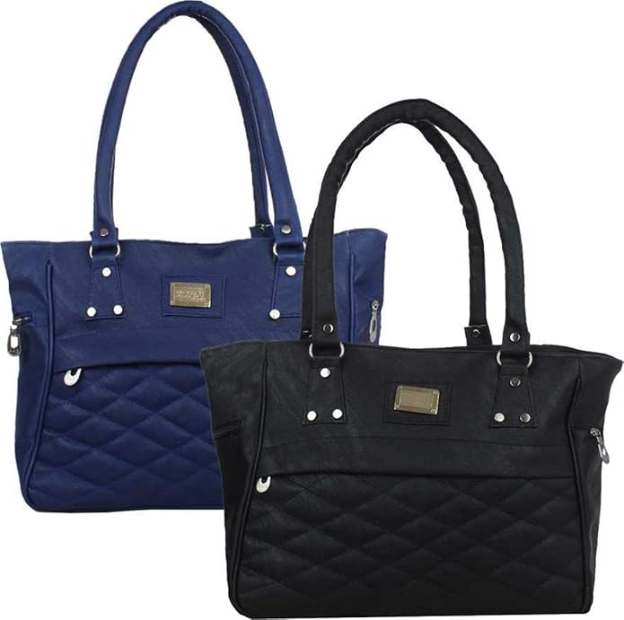 Buy Classic Women's Shoulder Bag Navy Blue and Black Pack of 2 at Amazon.in