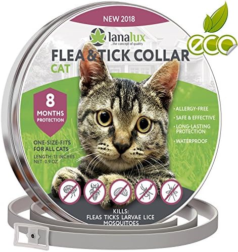 Lanalux Cat Collar Pet Essential Oil Pest Control Collars by Prevention for Cats 8 Months Cat Treatment Kitten Collar with Natural Plant Extracts One Size Fits ALL