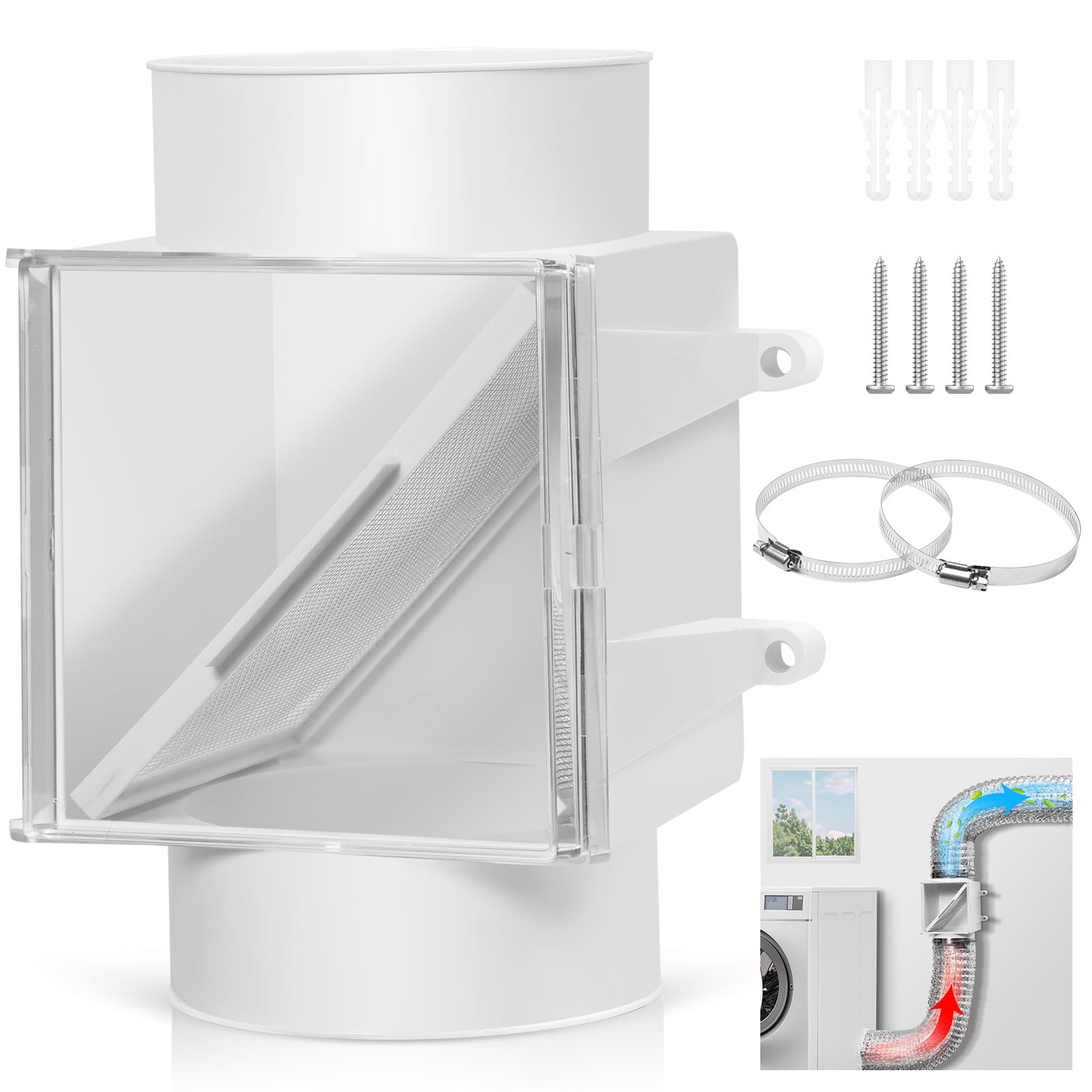 Photo 1 of Senshare Dryer Lint Trap, 4-inch Dryer Lint Catcher for Electric Clothes Dryer, Includes 2 Stainless Steel Clamps,Easy Maintenance