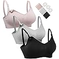 HOFISH 3PACK Full Bust Seamless Nursing Maternity Bras Bralette S-XXL with Extra Bra Extenders & Clips