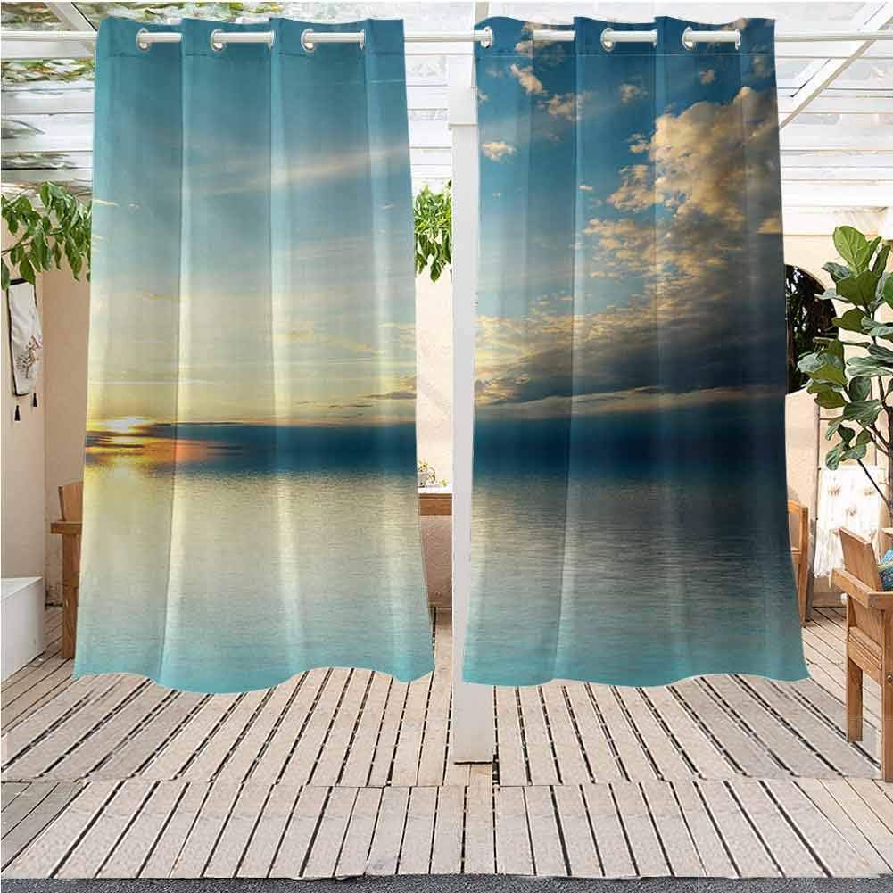 DONEECKL Ocean Curtains for Living Room Panorama of Sea Sunset Sundown Reflection