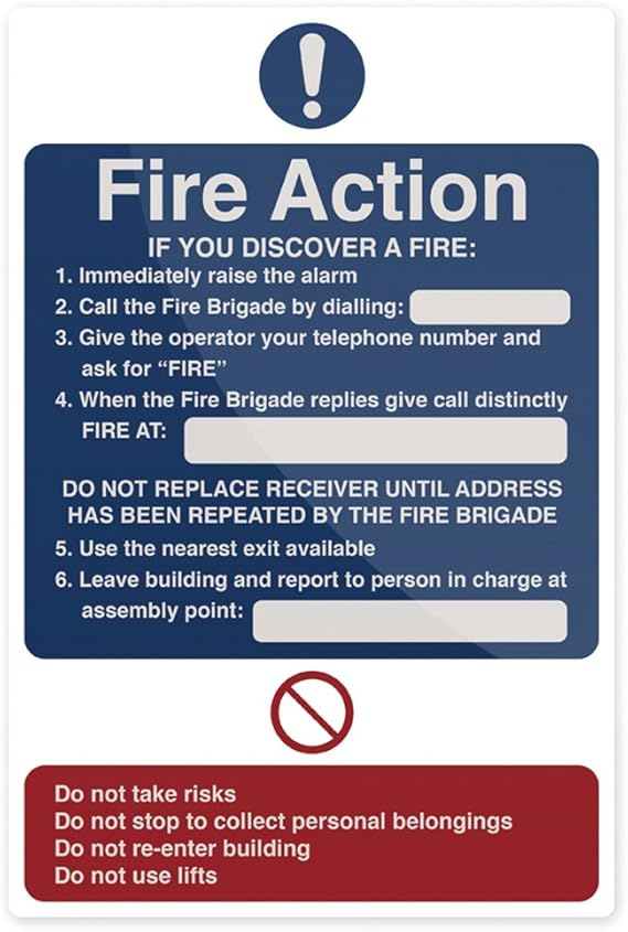 200mm x 300mm Fire Action Sign Home Improvement