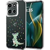 Unov Case for Motorola Moto G 5G / G Play 5G 2025-2026, Rainbow Dinosaur | Crystal Clear, Anti-Slip Embossed Pattern, Shockproof Slim Protective, Anti-Yellowing TPU