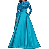 zsweof Sequin Prom Dress Satin A Line Formal Dresses for Women 2026 Crew Neck Long Evening Gown