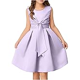 SHENHE Girl's Flower Girl Dress Bow Sleeveless Flowy Cute Graduation Wedding Guest Party Dress