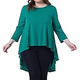Agnes Orinda Plus Size 3/4 Sleeve High Low Top for Curvy Women Crew Neck Asymmetrical Hem Casual Blouse Tunic Shirt