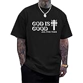 Wedsadl God is Good Shirt Christian Jesus Cross T Shirts for Men Religious Faith Inspirational Vintage Oversized Graphic Tees