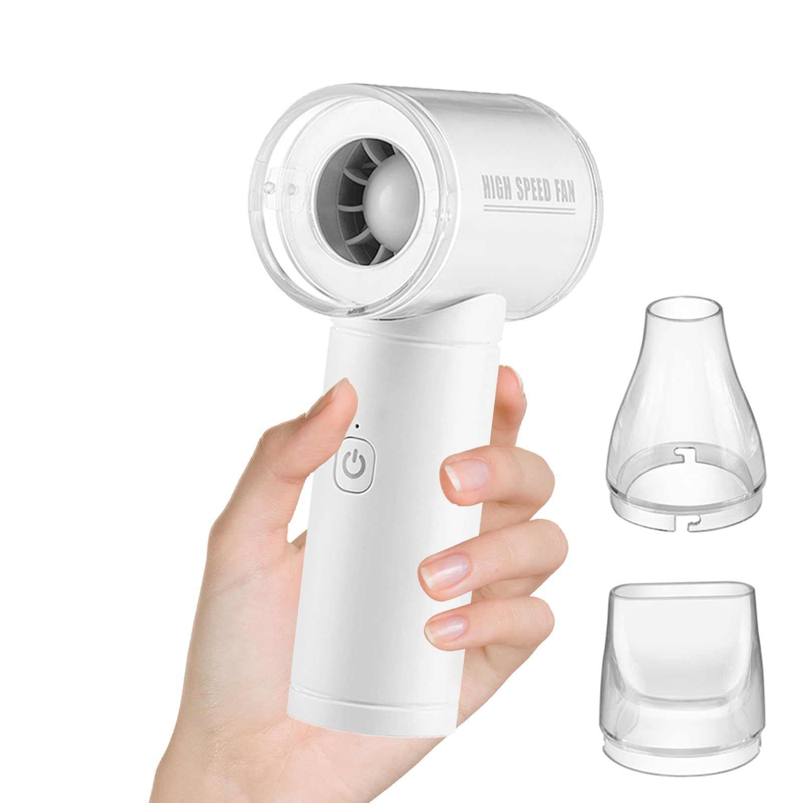 Photo 1 of iLAFFUS Portable Handheld Fan, High-Speed Turbo Personal Mini Fan with 2 Nozzles, USB Rechargeable Quiet Cooling Fans with 5 Speed Adjustable, Small Pocket Fans for Travel/Outdoor/Home/Office
