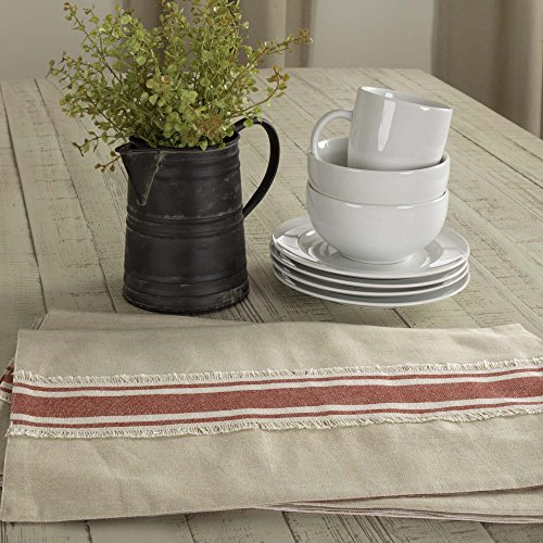 Piper Classics Farmhouse Red Grain Sack Stripe Placemats, Set of 4, 12" x 18", Country Farmhouse Kitchen and Dining Room Table Linens