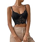 SHEKINI Women's Lace Bra Wireless Bralettes for Women Deep V Neck Bralette Bustier Corset Top Lingerie Going Out Outfits
