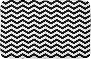 Adowyee Bath Mat Popular Vintage Zigzag Chevron Pattern Black Geometric White Illusion Psychedelic Cozy Bathroom Decor Bath Rug with Non Slip Backing 16