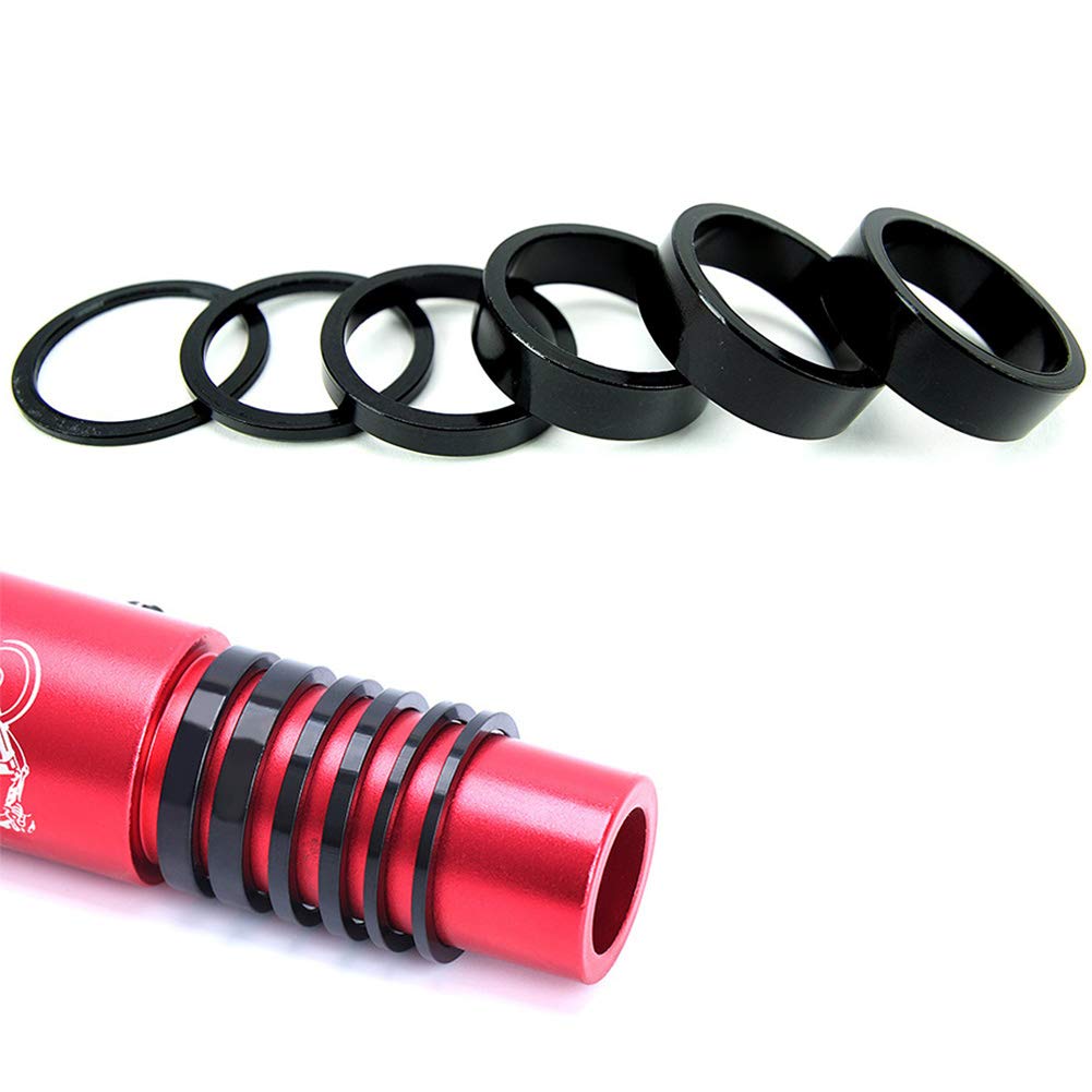 CYSKY Bike Headset Spacer 6 Pcs Aluminium MTB Road Bicycle Stem Threadless Headset Spacers Kit for 1 1/8 Inch Stem 2mm 3mm 5mm 10mm x 3(Black)