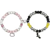 Miss Pink Spider Friendship Bracelets Matching Bracelets for Couples Best Friends Bff, Matching Spider Kitty Bracelet Halloween Christmas Birthday Jewelry Gifts for Women Teen Girls Bestie Gf Bf