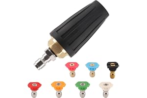 AutoViteX Pressure Washer Tips Turbo Nozzle 4000 PSI with 7 Pieces Spray Tips, 4.0 GPM 4.0 Orifice, 1/4" Quick Connect for Concrete, Cleaning Brick and Vinal Surfaces