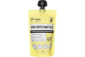 Gevity Rx Bone Broth Body Glue- A.M. CLEANSE, Go Pouch, Bone Broth Concentrate, 10x more collagen, The Most Nutrient Dense, Functional Ingredients,100% Grass Fed Beef, 20 servings|5 Litres, 7.05 Ounce