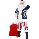 Opemon Adult Santa Claus Costume 11 Pcs Deluxe Christmas Santa Suit For Men Holiday Outfit For Xmas Party Cosplay