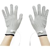 Pair of Silver Conductive Massage Gloves With Adapter Lead wires For Tens/Ems Machine
