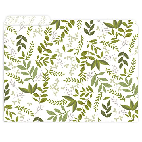 Greenery File Folders -Set of 6, 3 designs, 2 folders per design 1/3-Cut Tabs, File Folder size: letter. Made in the USA.