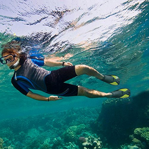 ANGGO Short Dive Fins for Swimming and Snorkeling (Fluorescent Yellow, Small)