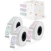 D30 Label Maker Tape - Color Fonts on Clear/Transparent D30 Labels, Self-Adhesive, Compatible with Phomemo D30, 14mm x 30mm (0.55" x 1.18"), 210 Labels/Roll, 3 Rolls (Red x 1, Blue x 1, Green x 1)