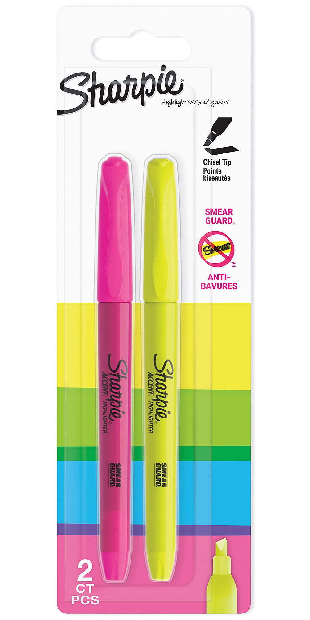 Sharpie Pocket Highlighters | Chisel Tip | Assorted Fluorescent | 2 Count
