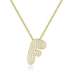 KissYan Bubble Letter Necklace, 14K Gold Plated
